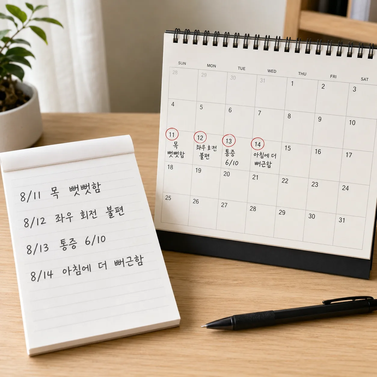 교통사고 목 통증 회복 경과 기록